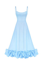 Spaghetti Strap Scoop Neck Ruffled Flounce Hem A-Line Maxi Dress