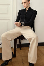 Two - Way Zipper Stand Collar Slim Long Sleeve Thermal Knit Cardigan