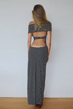 Black Polka Dot Halter Neck Bodycon Maxi Dress