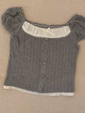 Lace edge contrast stitching Short Sleeves SKnits
