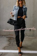 Luxe Look Satin High Waist Pocketed Joggers