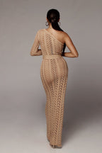 Asymmetric Crochet Openwork Knit Boho Dress