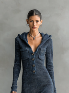 | Slim-fit Hooded Maxi Dress