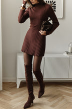Solid Color Long-sleeved Slim-fit Elegant Knitted Mini Dress