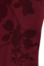 Red Mesh Floral Long Sleeve Bodycon Dress