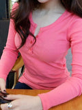 Solid Ribbed Breasted Long Sleeve Tee