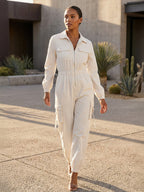 Cargo Jumpsuit With Elastic Waist And Pockets For Women 2026