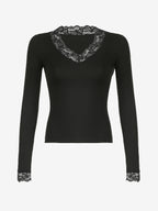 Lace Patchwork Long Sleeves Tee