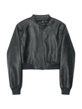 Splice Leather Short Varsity Jacket