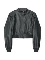 Splice Leather Short Varsity Jacket