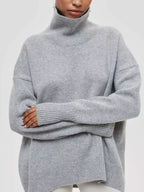 Solid High Neck Loose Sweater