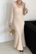 V-Neck Wool Sweater Dress