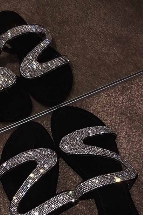 Summer Rhinestone Flat Beach Sandals