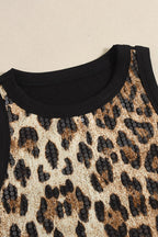 Leopard Sequin Crop Tank Top