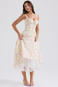 ivory meadow print cotton bustier sundress