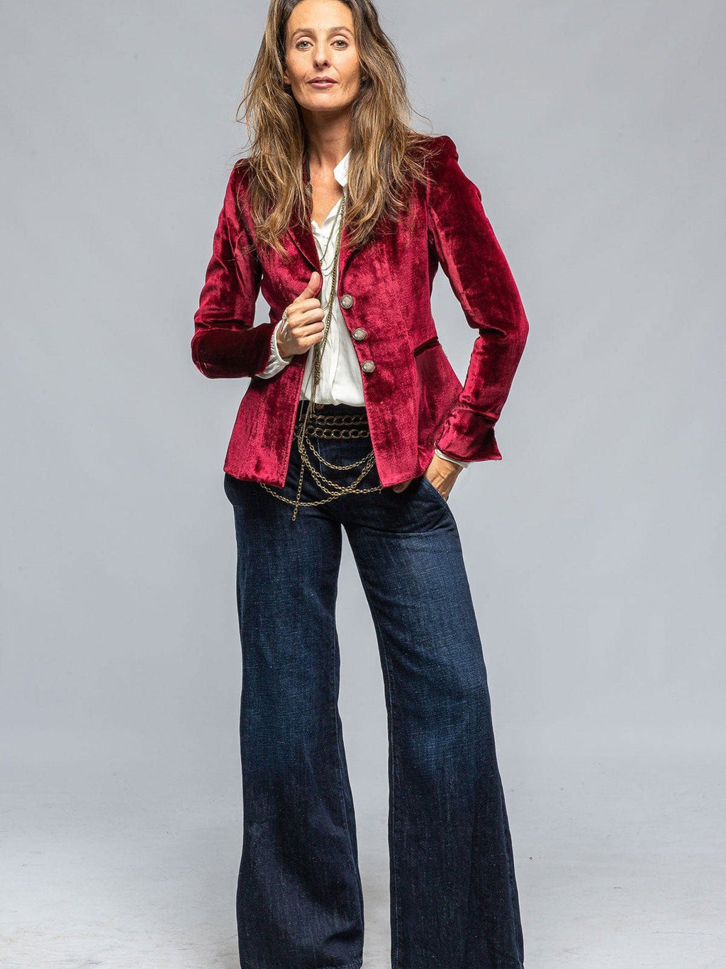 Velvet Blazer-Style Outerwear Top