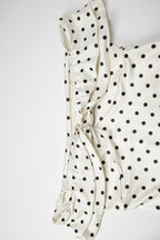 Off Shoulder Polka Dot Twist Front Ruffle Sleeve Bodycon Mini Dress