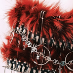 Fluffy o ring skull applique metal chain mini skirt set  | Festival Outfits Women