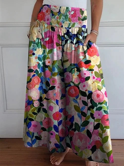 Wide Leg Pant With Smocked Waist