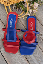 Fashionable and Casual Color-blocked Simple Flat Sandals