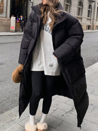 Solid Collared Longline Puffer Jacket