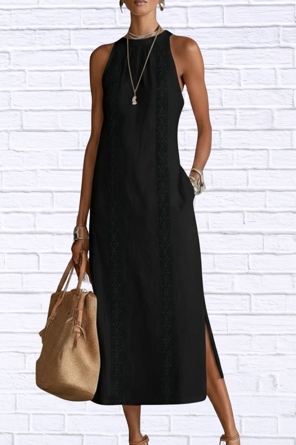 Sleeveless Side Slit Midi Dress | Elegant Women__ Style