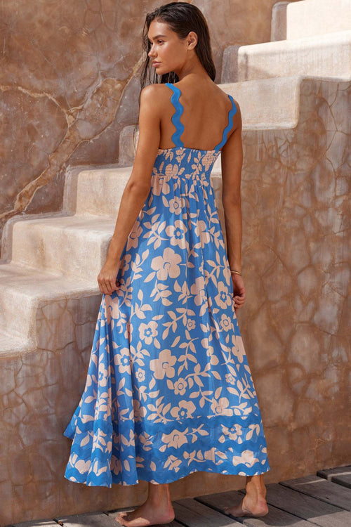 Scalloped Ric Rac Trim Sleeveless A-Line Maxi Dress