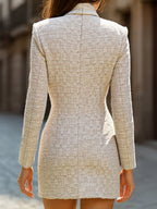 V-neck Houndstooth Textured Fabric Grace Profession Mini&Short Dresses