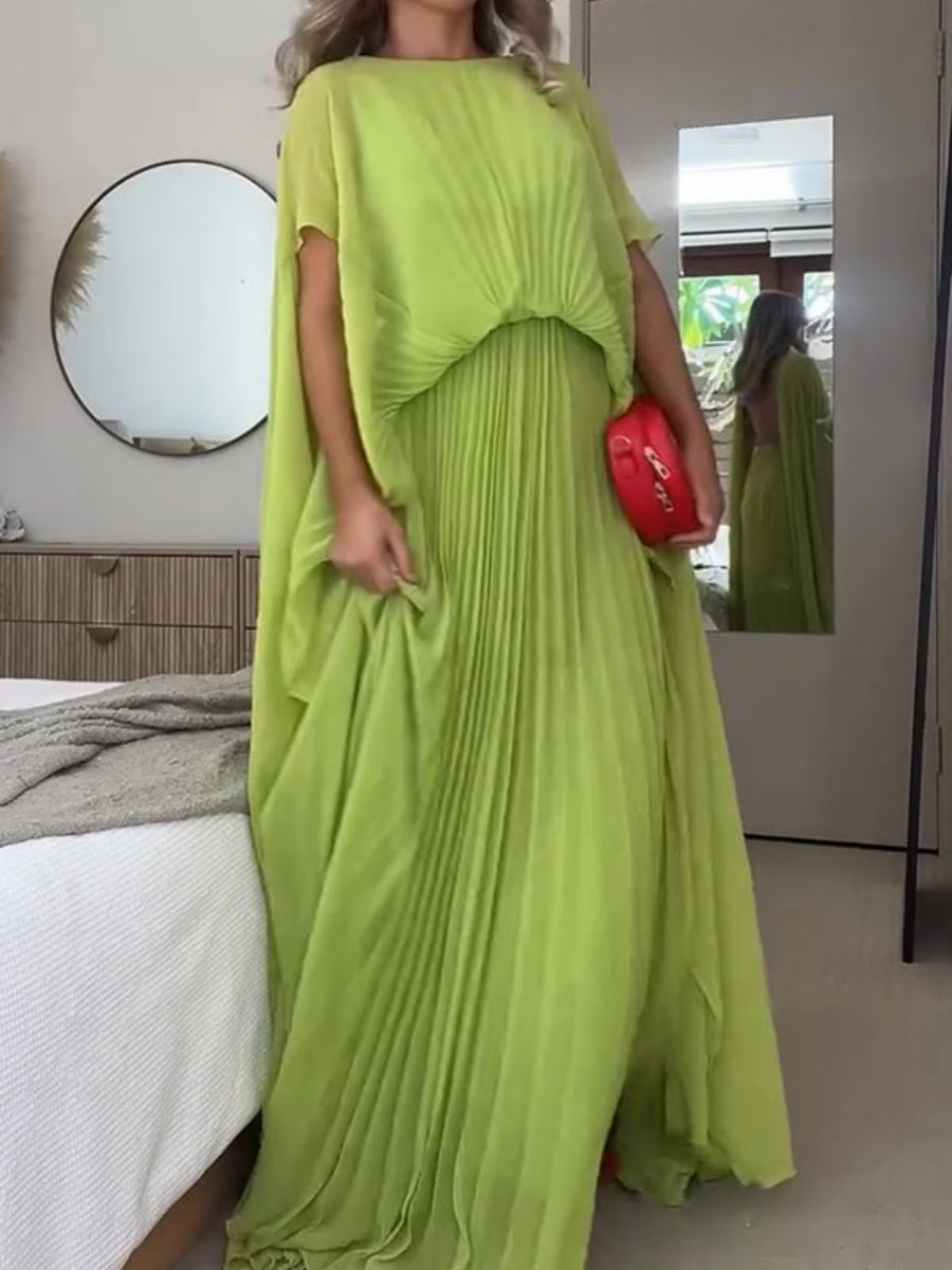 Loose-fit Cloak Style Crimp Maxi Dresses