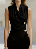 Kink Temperament Commuting Pleated Jacket Tank Tops