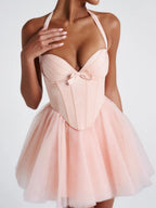Halter Bra Tutu Bow Parties Mini&Short Dresses