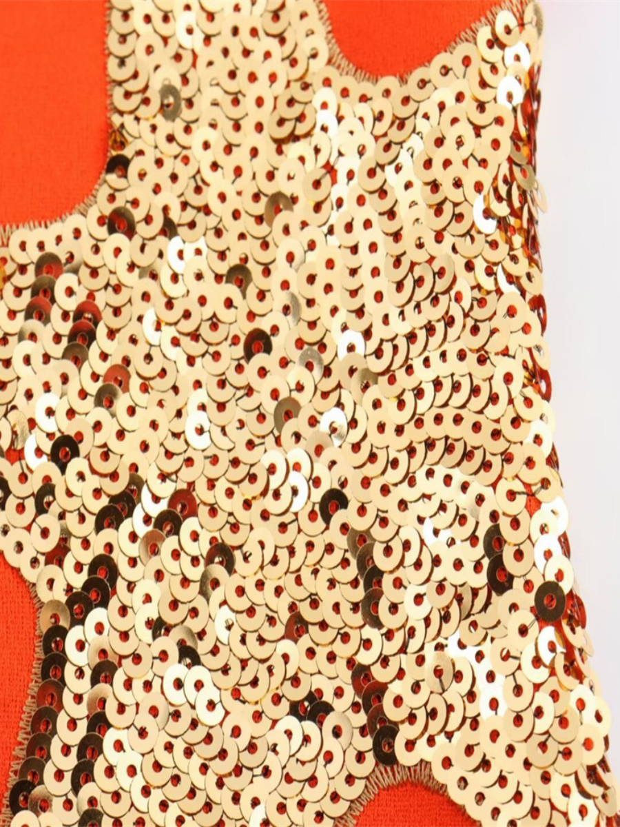 Starfish-themed Knitted Sleeveless Sexy Ruffled Vest Short Dress