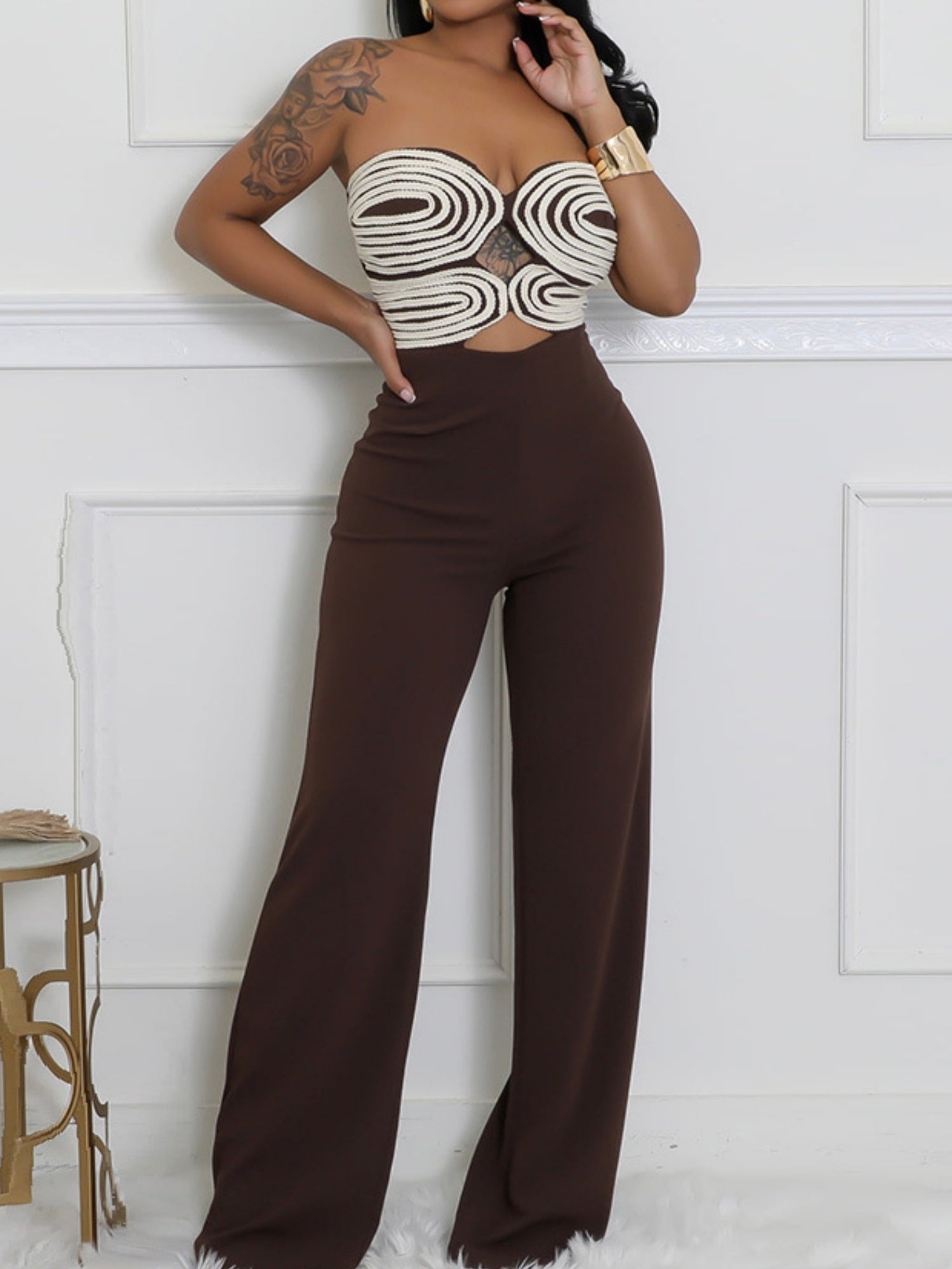 Handwoven Ribbon Strapless Backless Jumpsuits