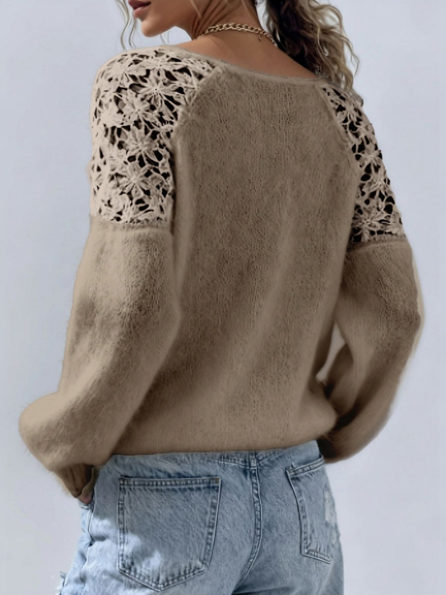 Lace Applique Loose-fit Sweaters