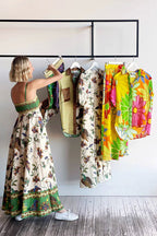 Spaghetti Strap Square Neck Illustrative Print Empire Waist Midi Dress