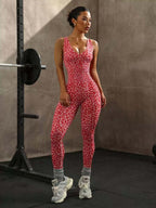 Leopard Print Cross Link Seamless Yoga Clothes Fitness Jumpsuits