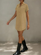 Solid Color Midi-length Tie Dress