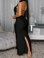 3D Flowers Valentine's Day Neckband Pleated Midi Dresses