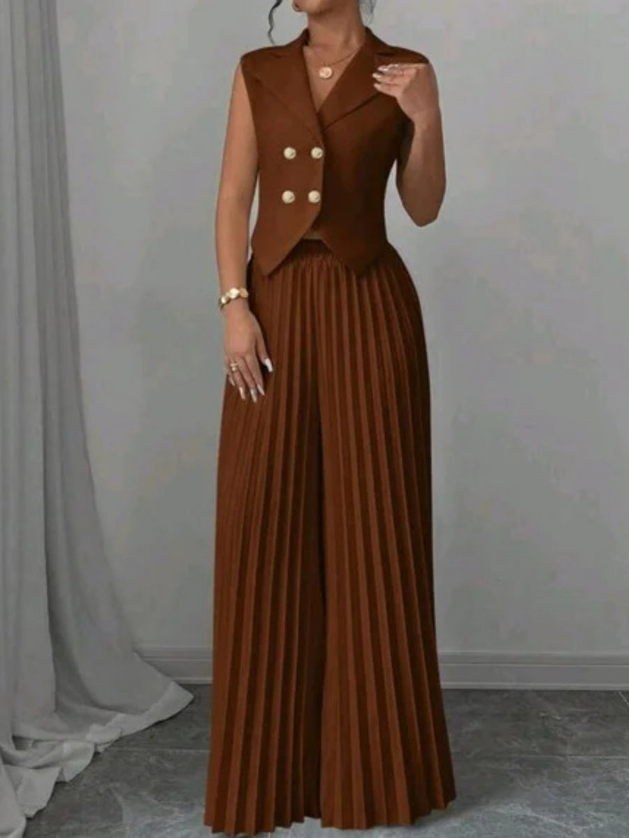 Pleated Pants Vest Grace Commuting Set 2-piece Sets