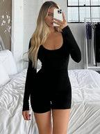Long Sleeve Tight Fit Sexy Waist Jumpsuits