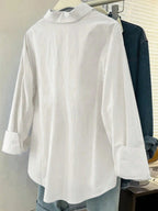 Solid Color Pocket Loose Long-sleeved Shirt