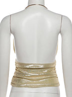 Metal Necklace V-neck Halter Neck Backless Tank Tops