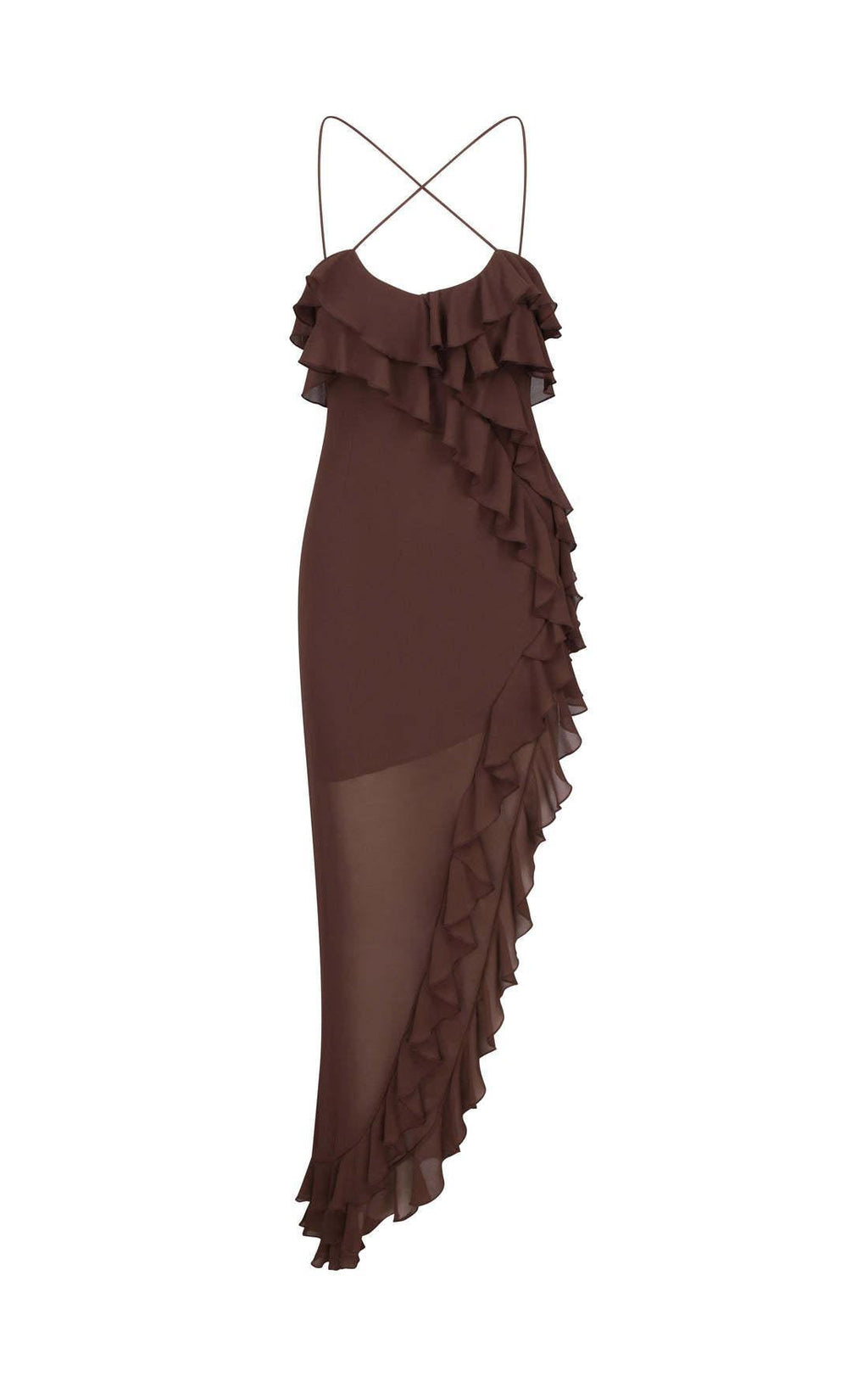 Wood Ear Cross Chiffon Floral High Slit Maxi Dresses