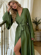 V-neck Thin Strap Nightgown Lazy Style Parties Maxi Dresses