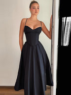 Black Elegant Camisole Formal Dress Maxi Dresses
