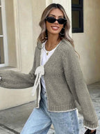 Bow Tie Color-blocked Cardigans