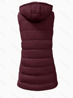 Mid-length Hooded Design Keep Warm Leisure Zipper Pocket Quilted Vest