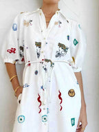 Tie-waist Puff Sleeve Shirt Dress