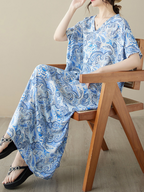 The Lost Heart Cotton V-neck Floral A-line Dress