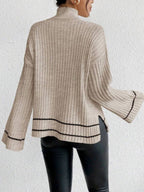 Liber Autumn Women's Contrasting colors Flared sleeves Turtleneck Sweaters